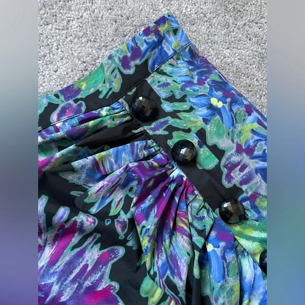 NWT Kevan Hall Floral Maxi Skirt - Black and Blue